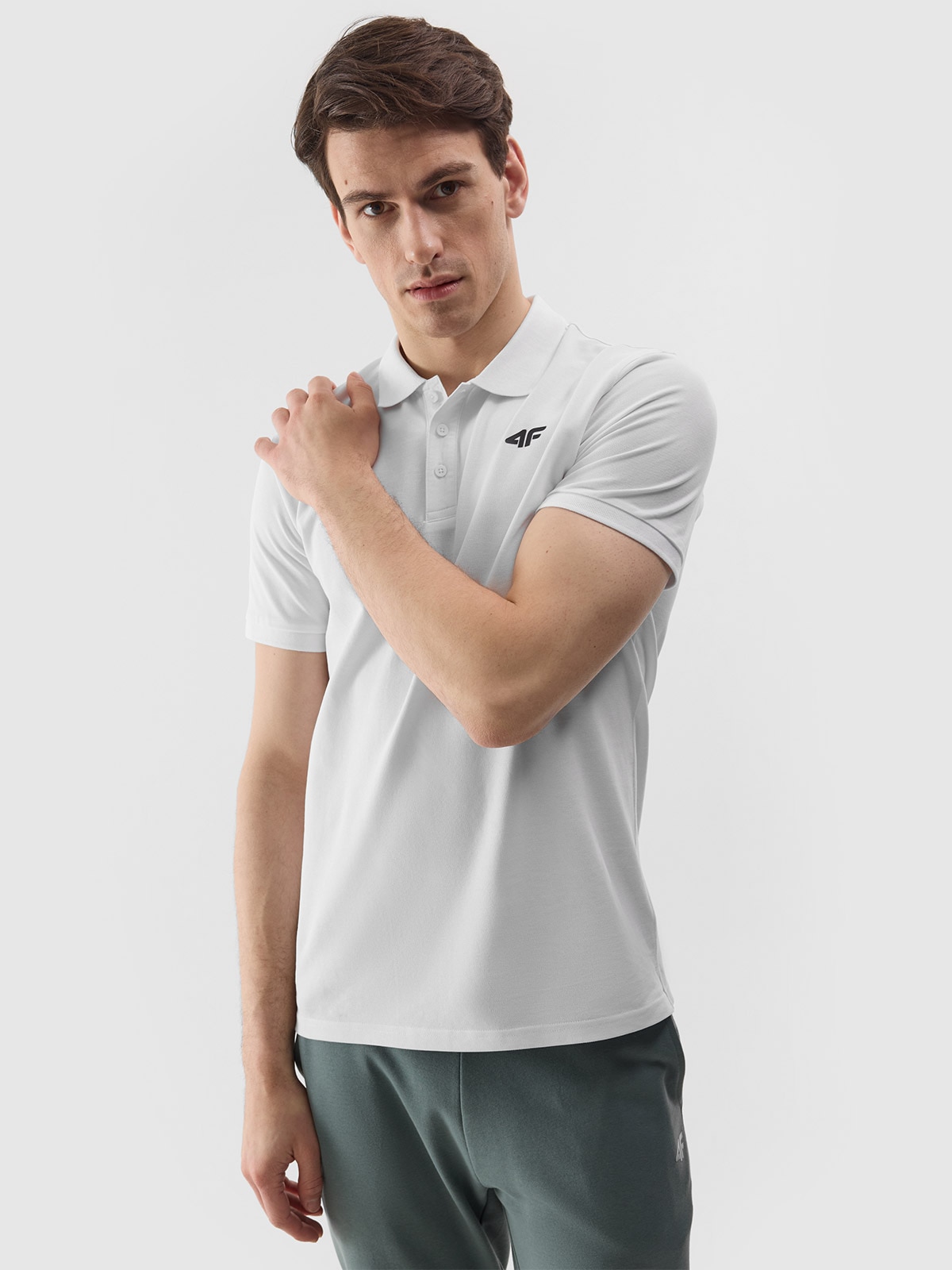 Tricou polo regular pentru bărbați - alb