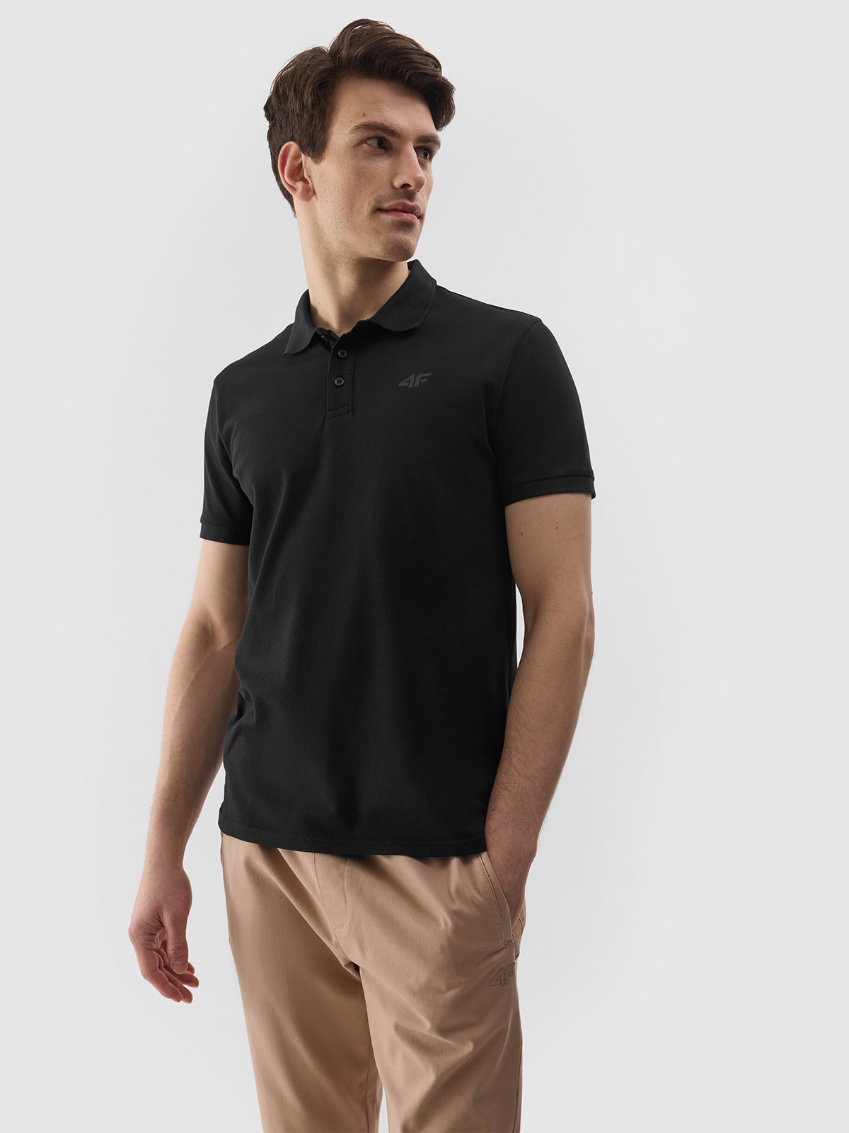 Tricou polo regular pentru bărbați - negru