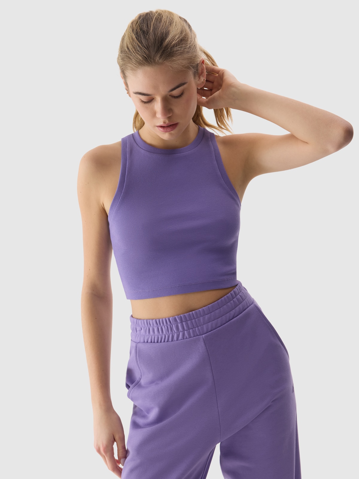 Crop top slim pentru femei - mov