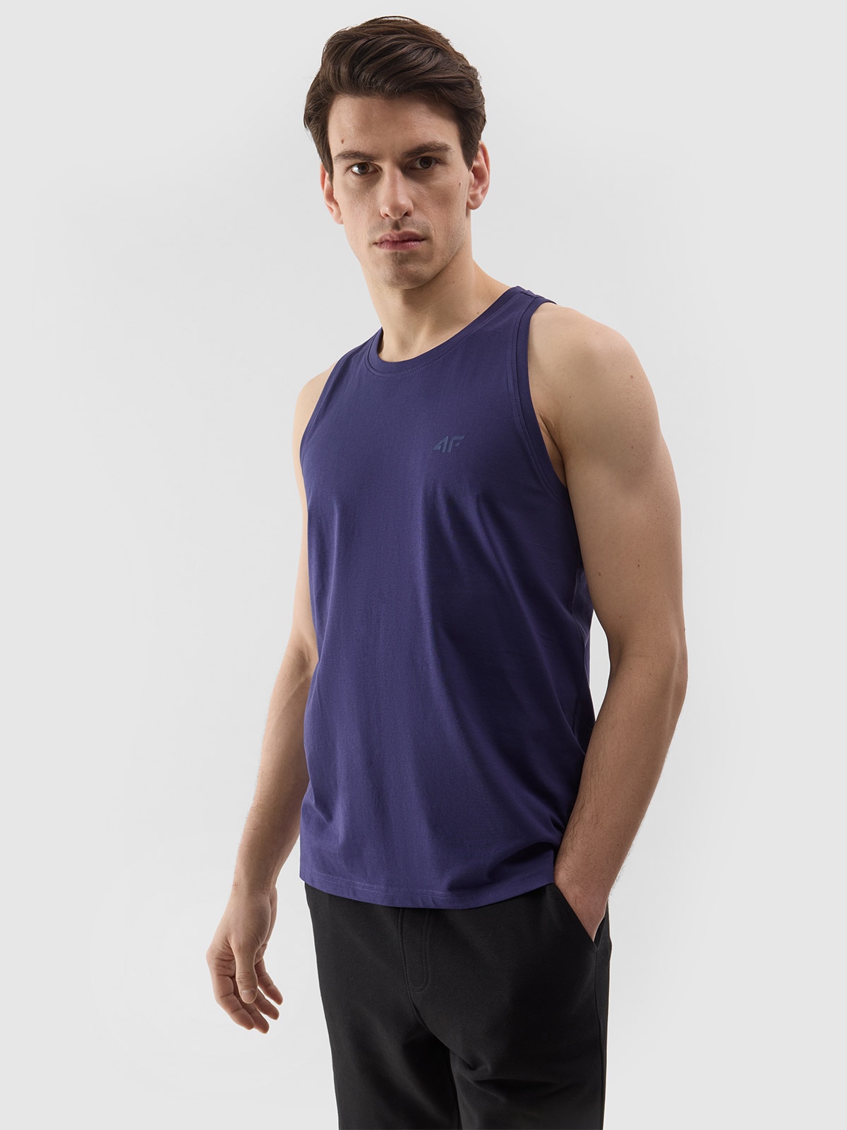 Pánský hladký tank top regular - tmavě modrý