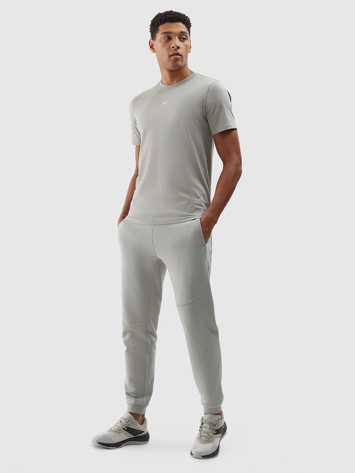 Pantaloni jogger de trening din bumbac organic pentru bărbați - gri