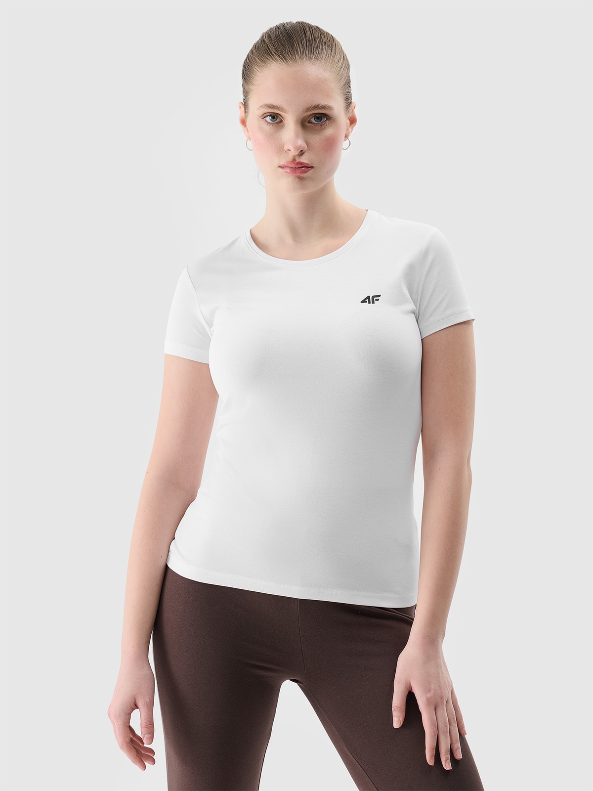 Tricou slim unicolor pentru femei - alb