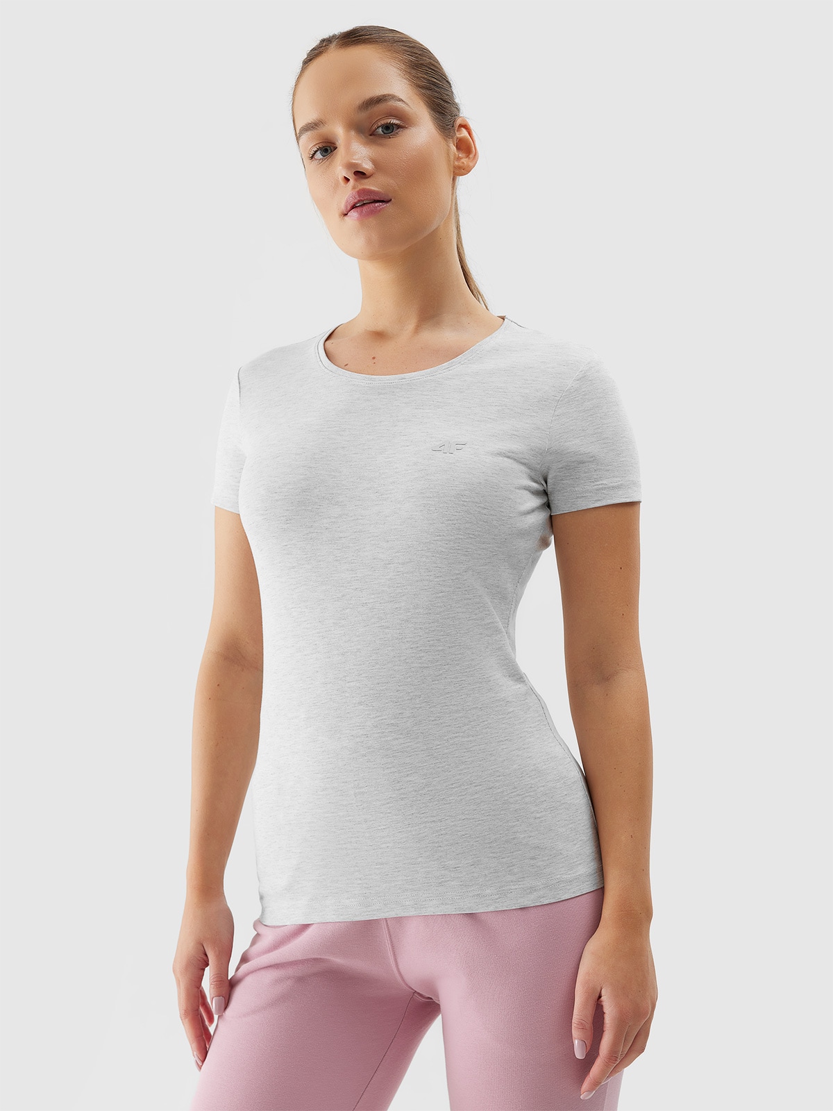 Tricou slim unicolor pentru femei - gri