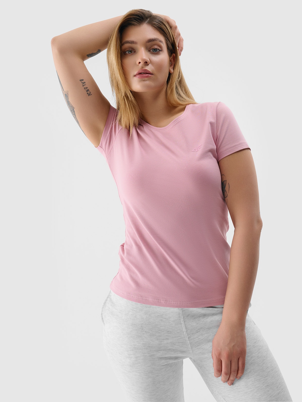 Tricou slim unicolor pentru femei - roz