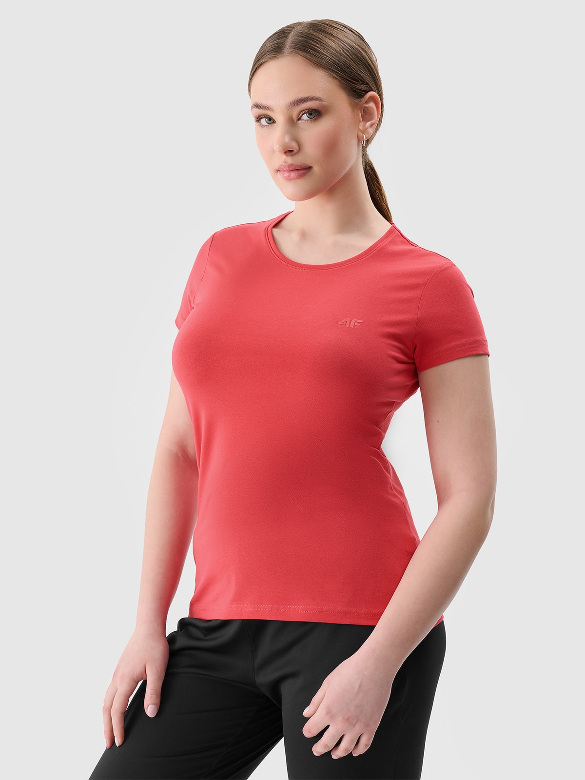 Tricou slim unicolor pentru femei - roșu