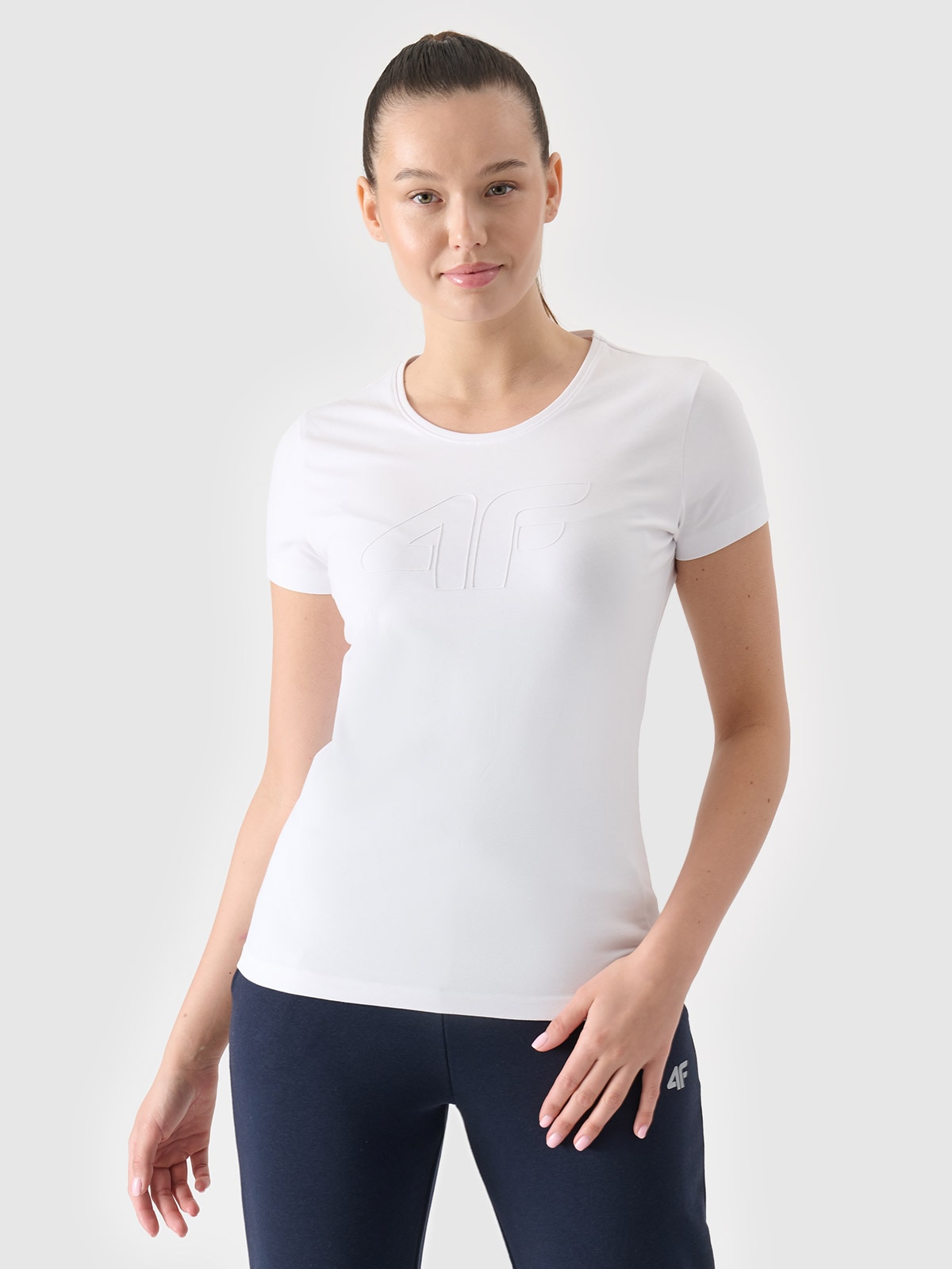 Tricou slim cu imprimeu pentru femei - alb