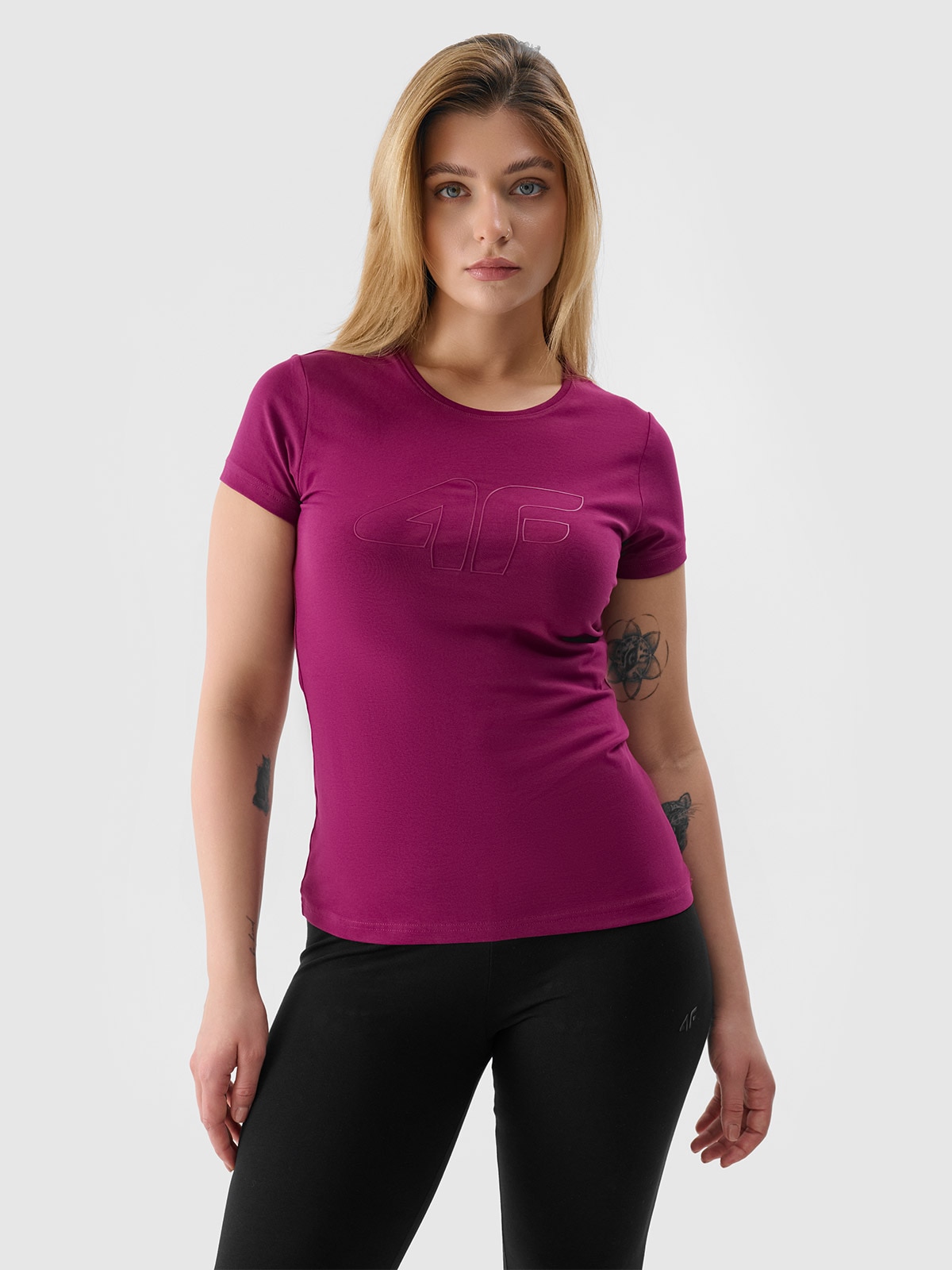 Tricou slim cu imprimeu pentru femei - mov