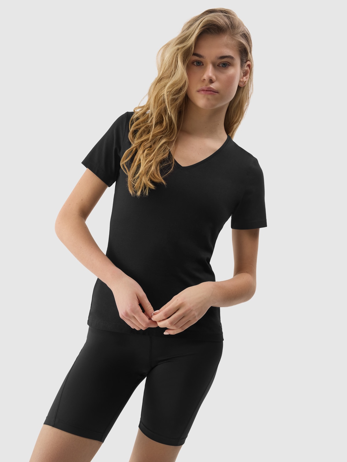 Tricou unicolor cu bumbac organic pentru femei - negru