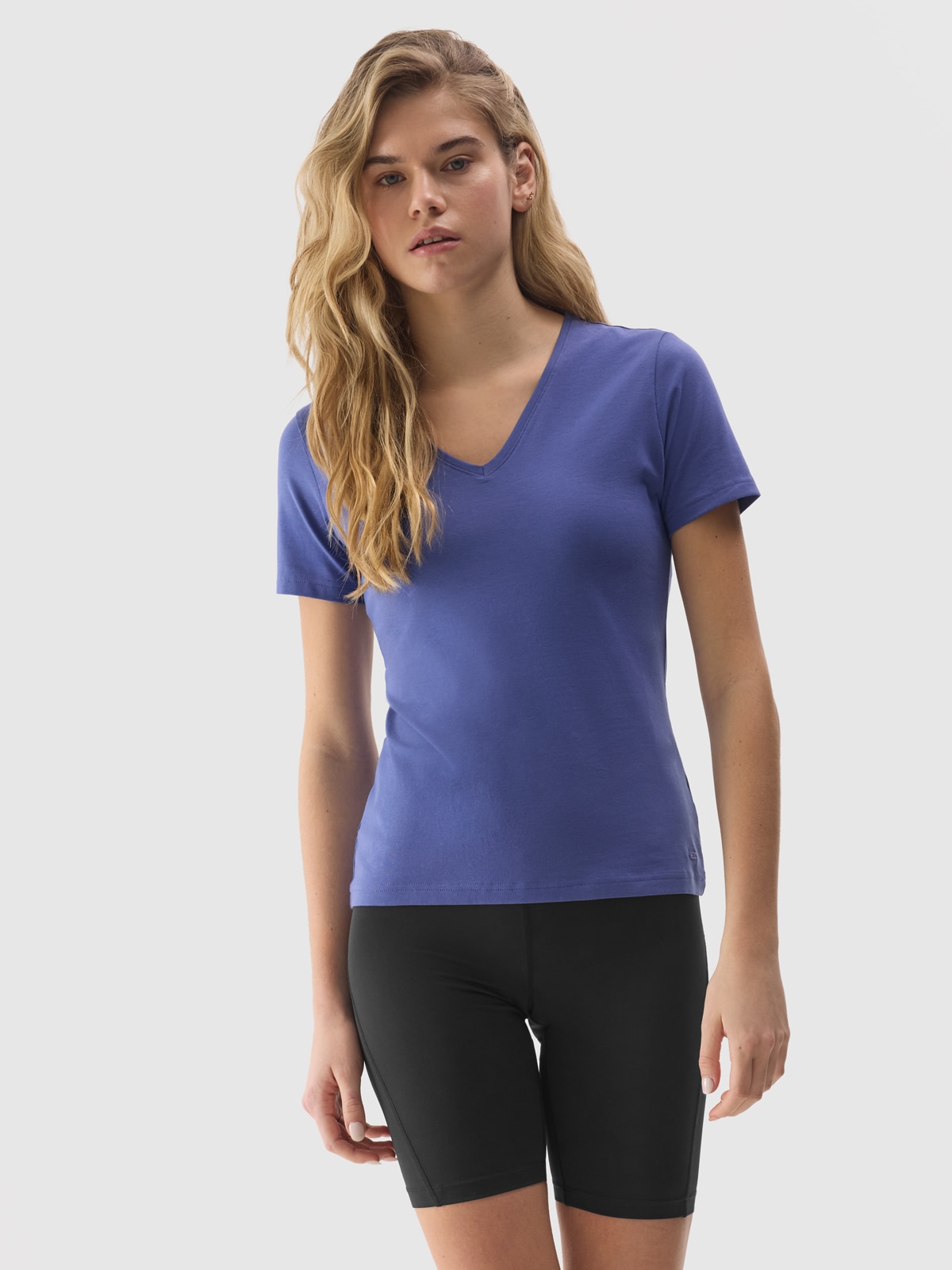 Tricou unicolor cu bumbac organic pentru femei - bleumarin