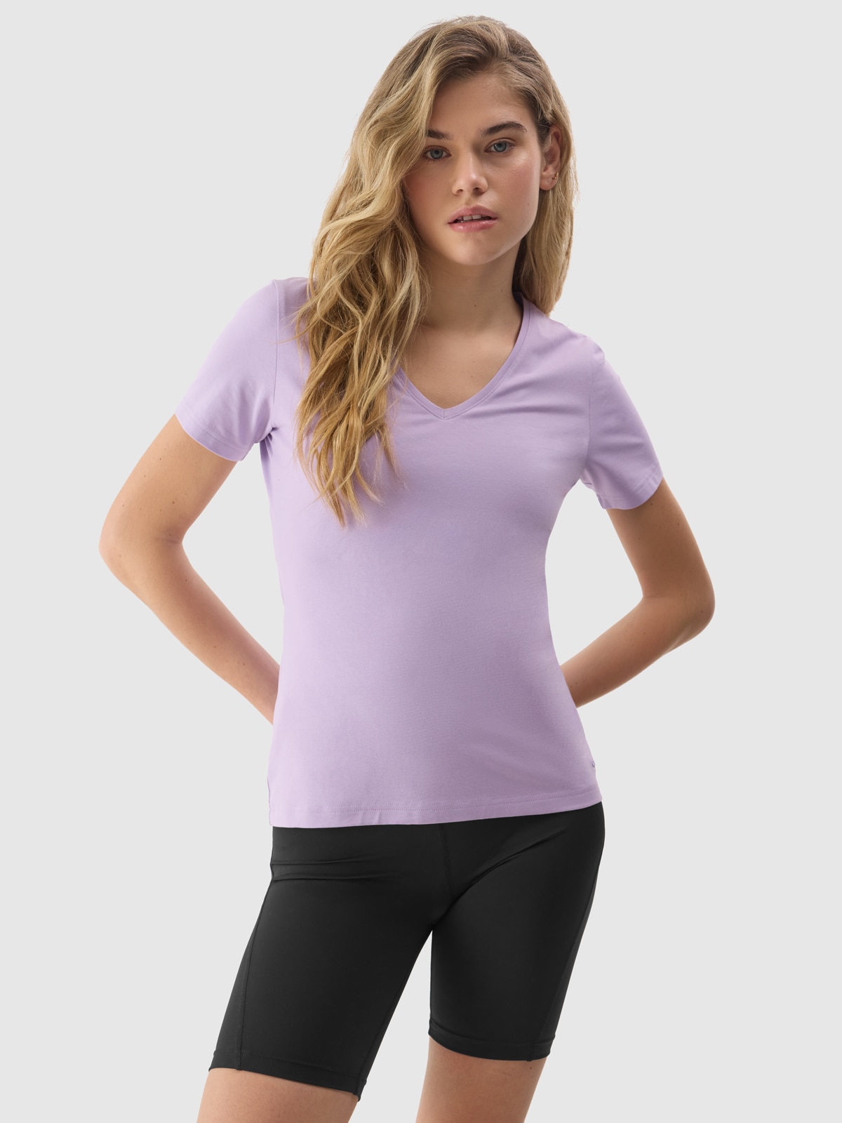 Tricou unicolor cu bumbac organic pentru femei - mov