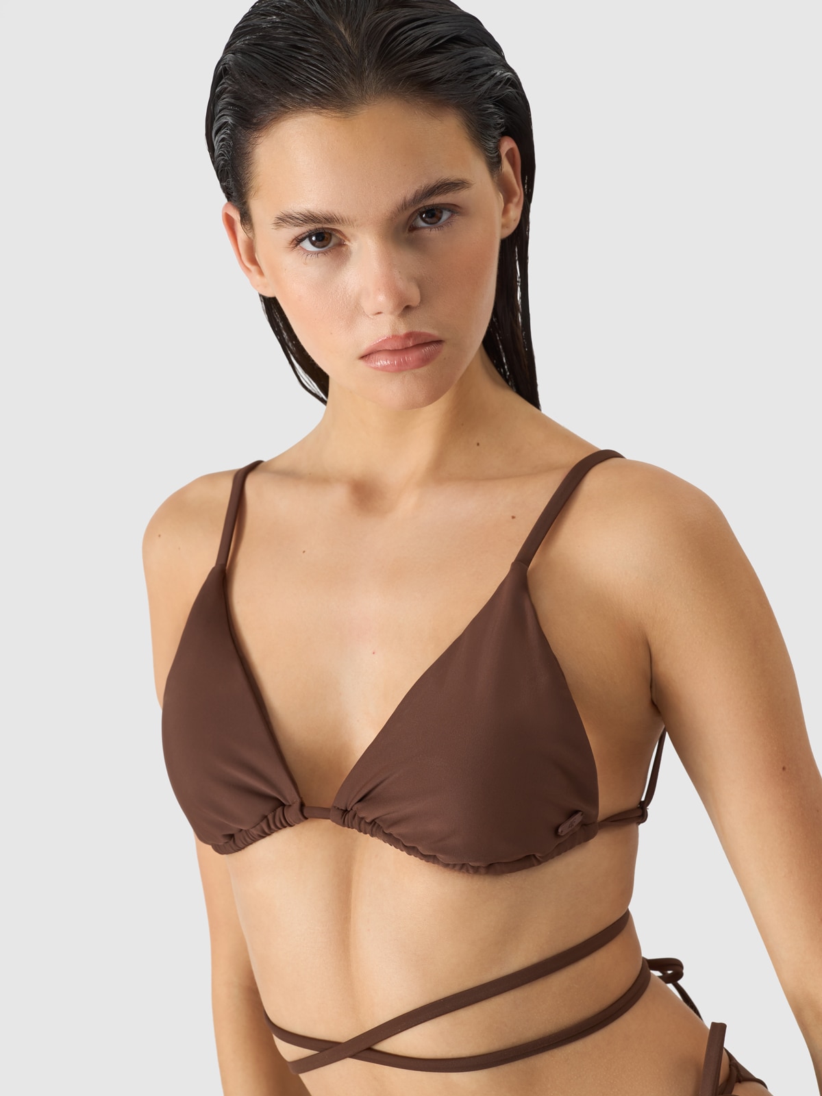 Top de baie bikini pentru femei - maro