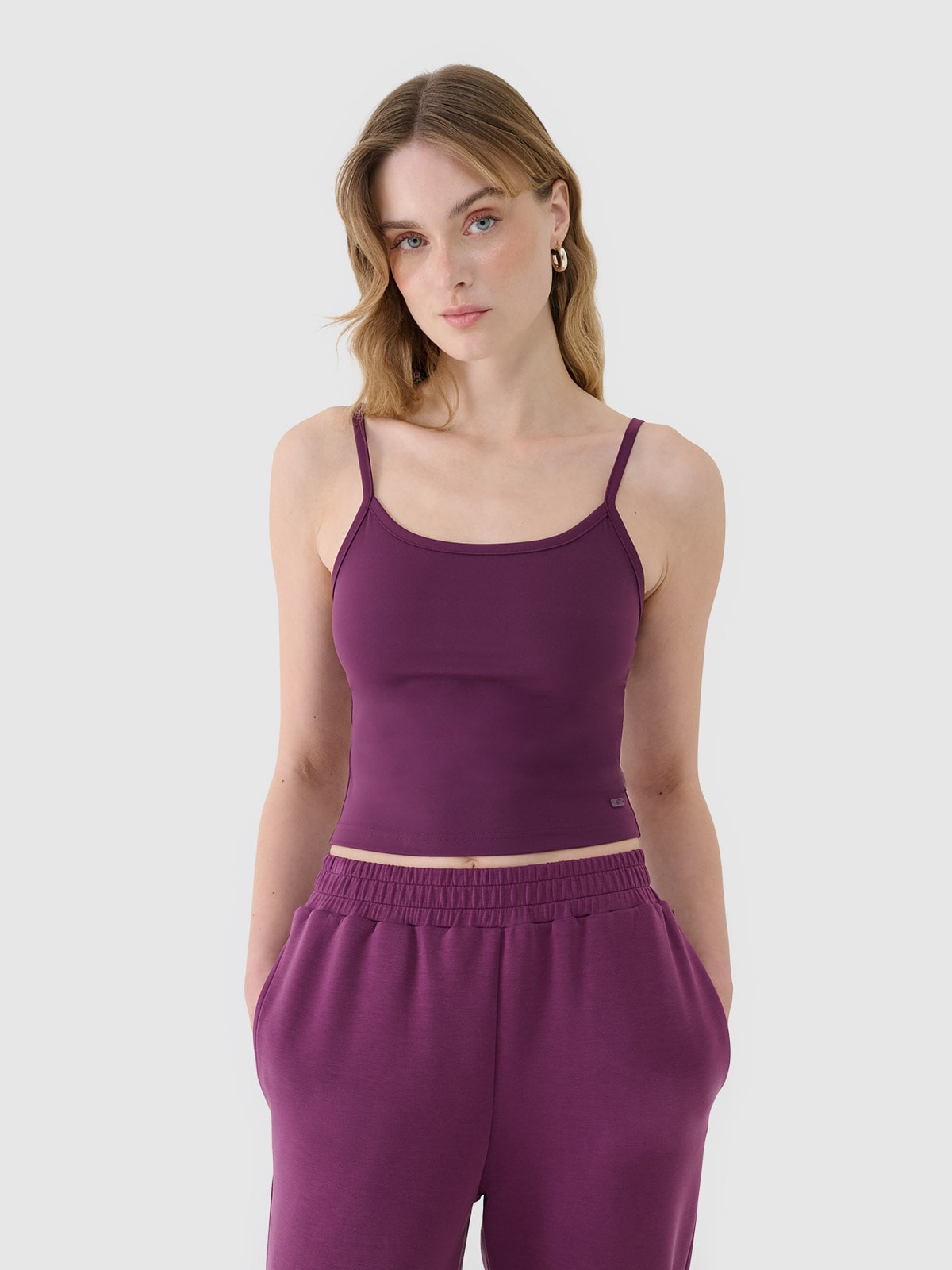 Crop-top slim pentru femei - mov