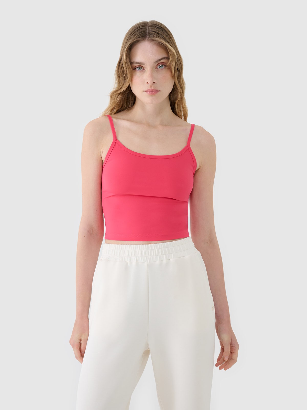 Crop-top slim pentru femei - roz