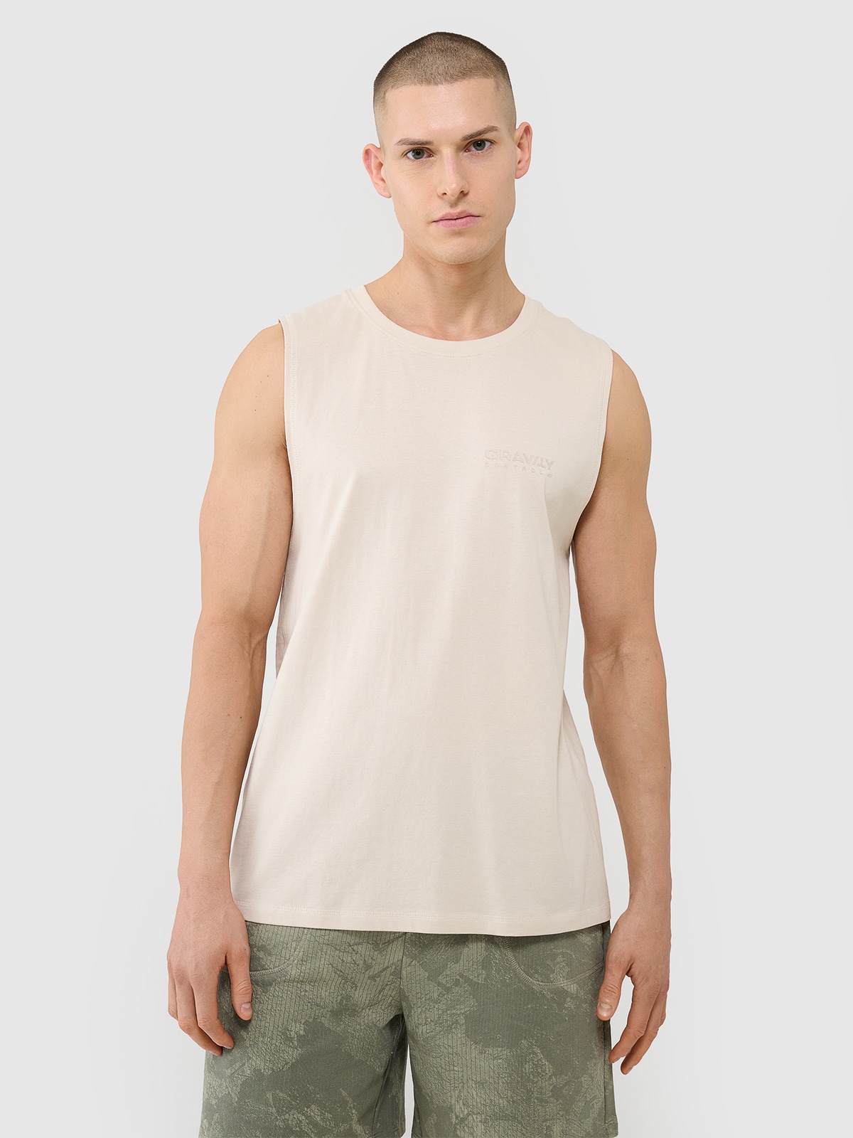 Tank top oversize pentru bărbați - bej