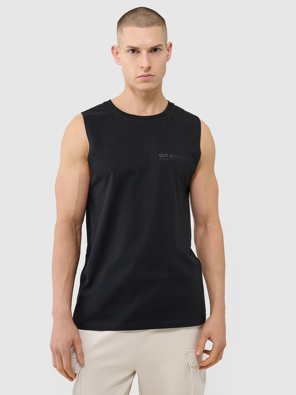 Tank top oversize pentru bărbați - negru