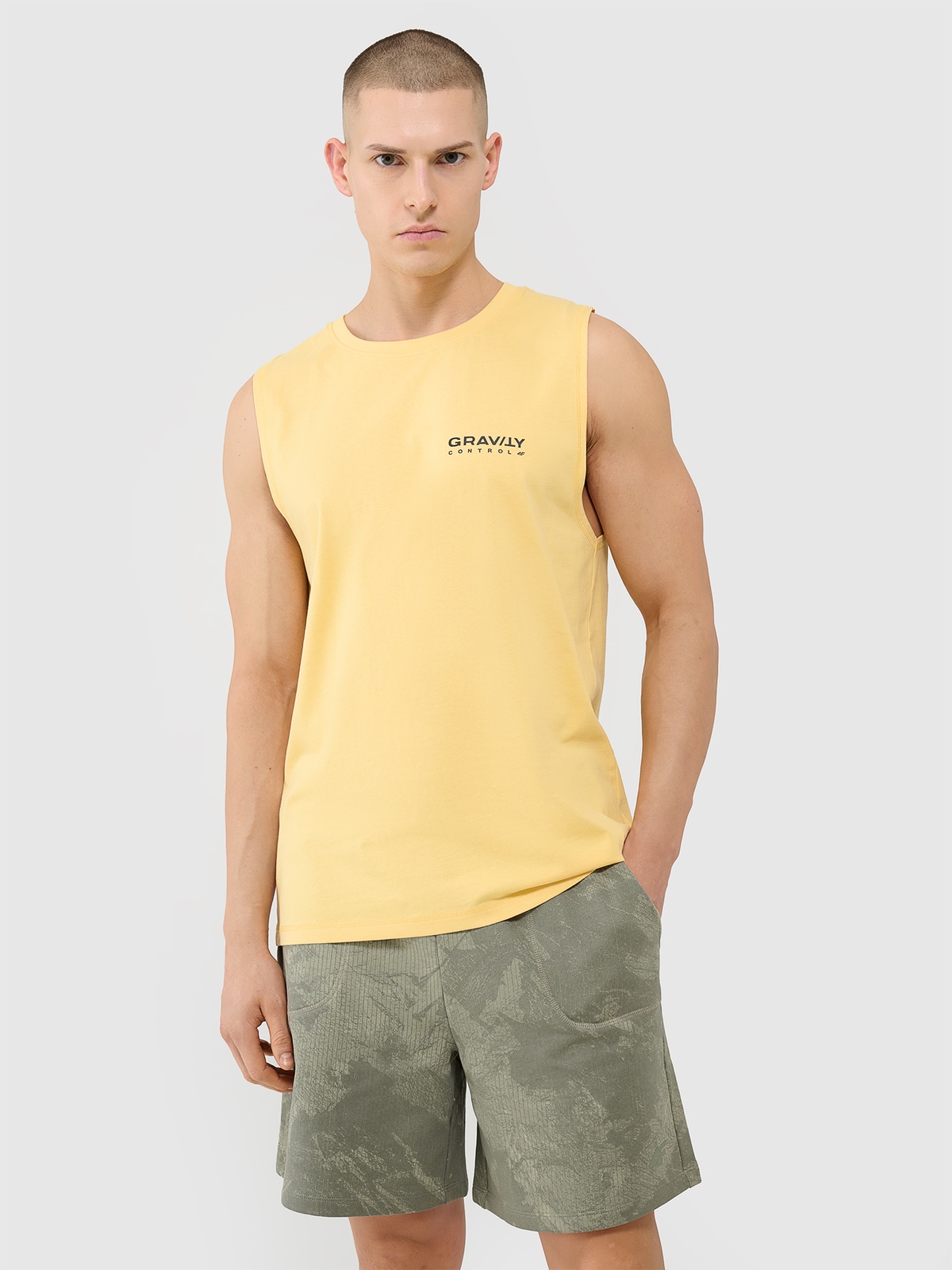 Tank top oversize pentru bărbați - galben