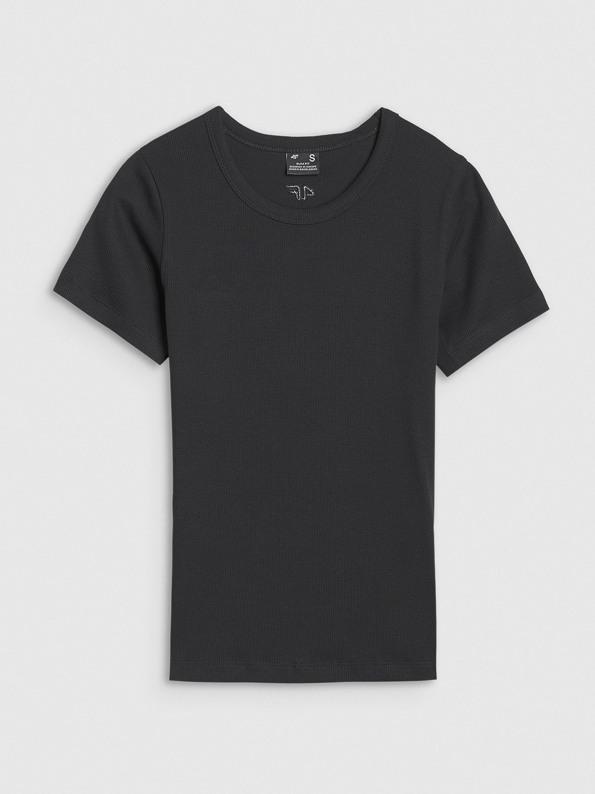 Tricou slim din tricot striat pentru femei - negru