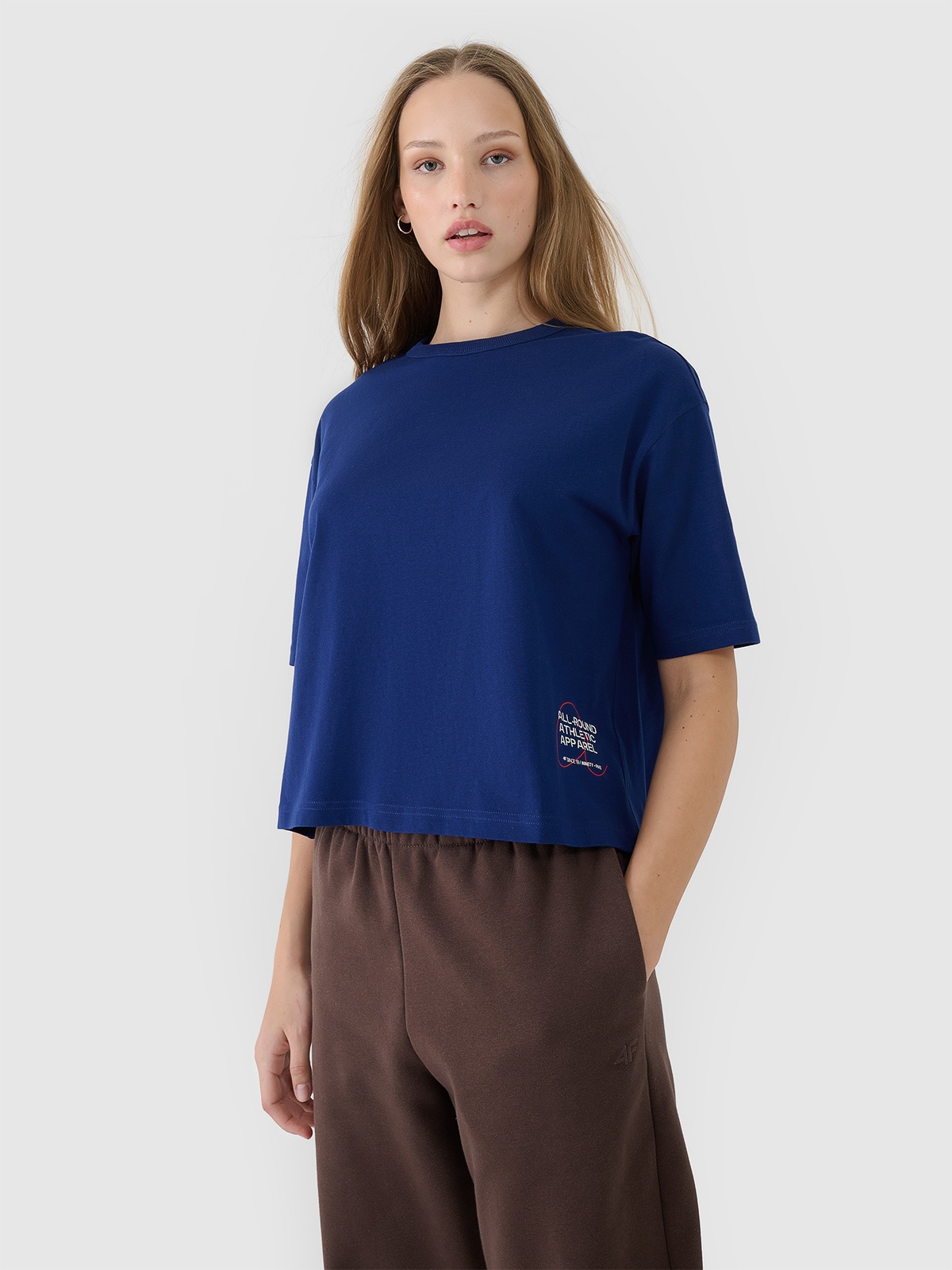 Tricou oversize cu imprimeu pentru femei - bleumarin