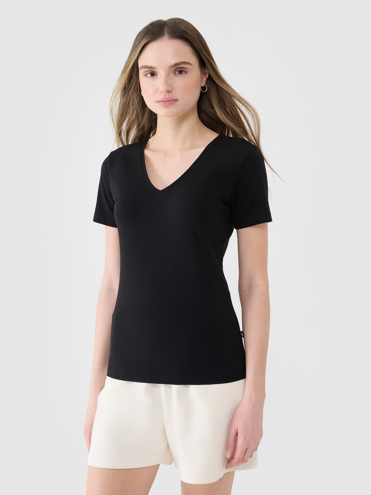 Tricou slim unicolor pentru femei - negru