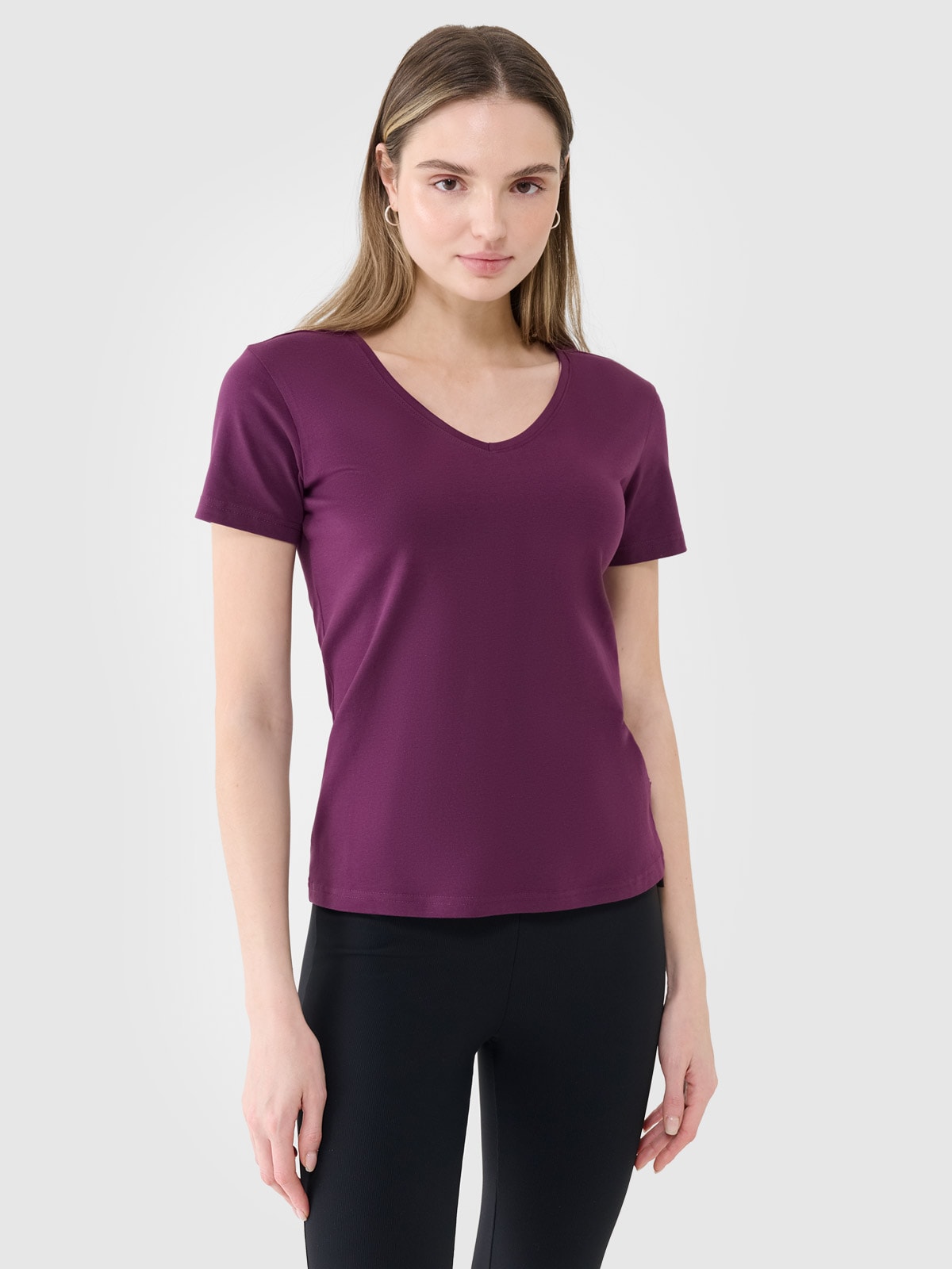 Tricou slim unicolor pentru femei - mov