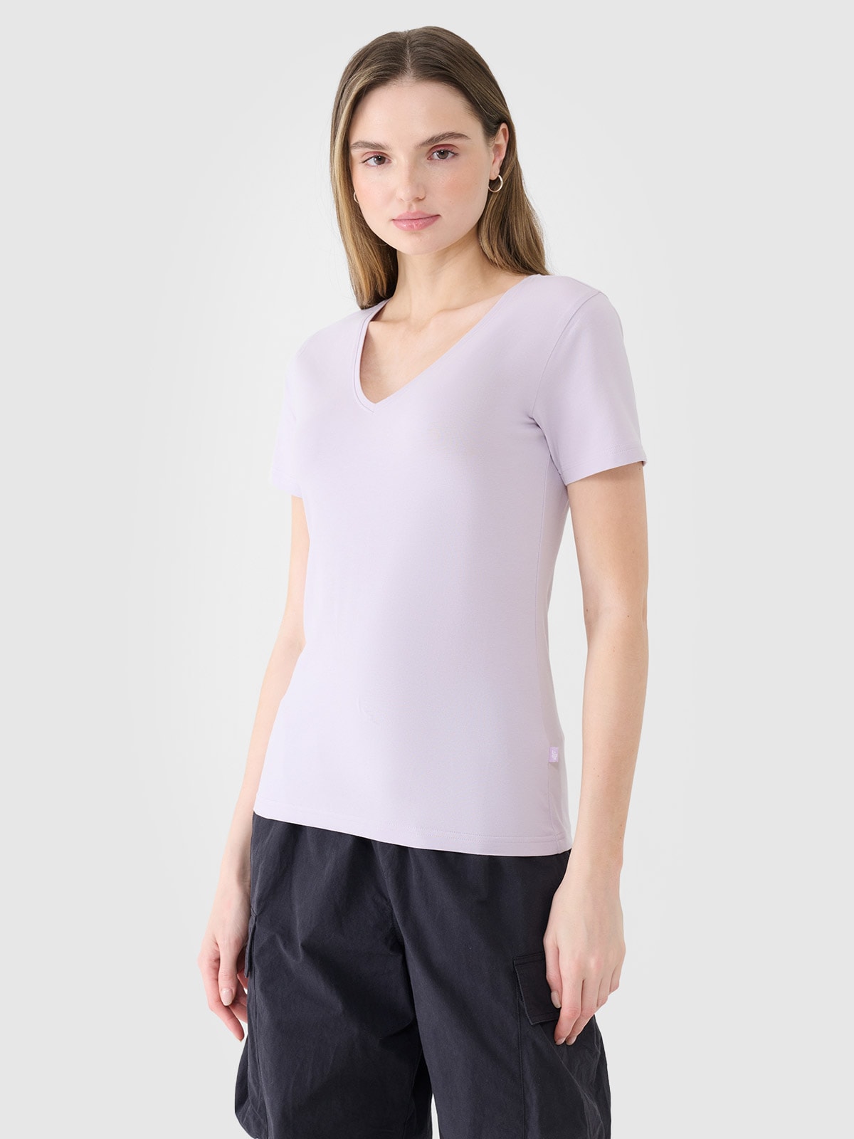 Tricou slim unicolor pentru femei - mov