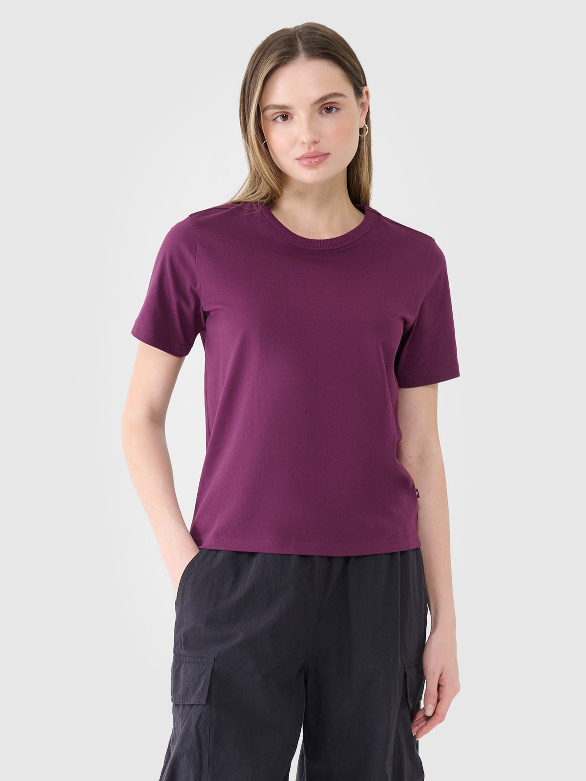 Tricou regular unicolor pentru femei - mov