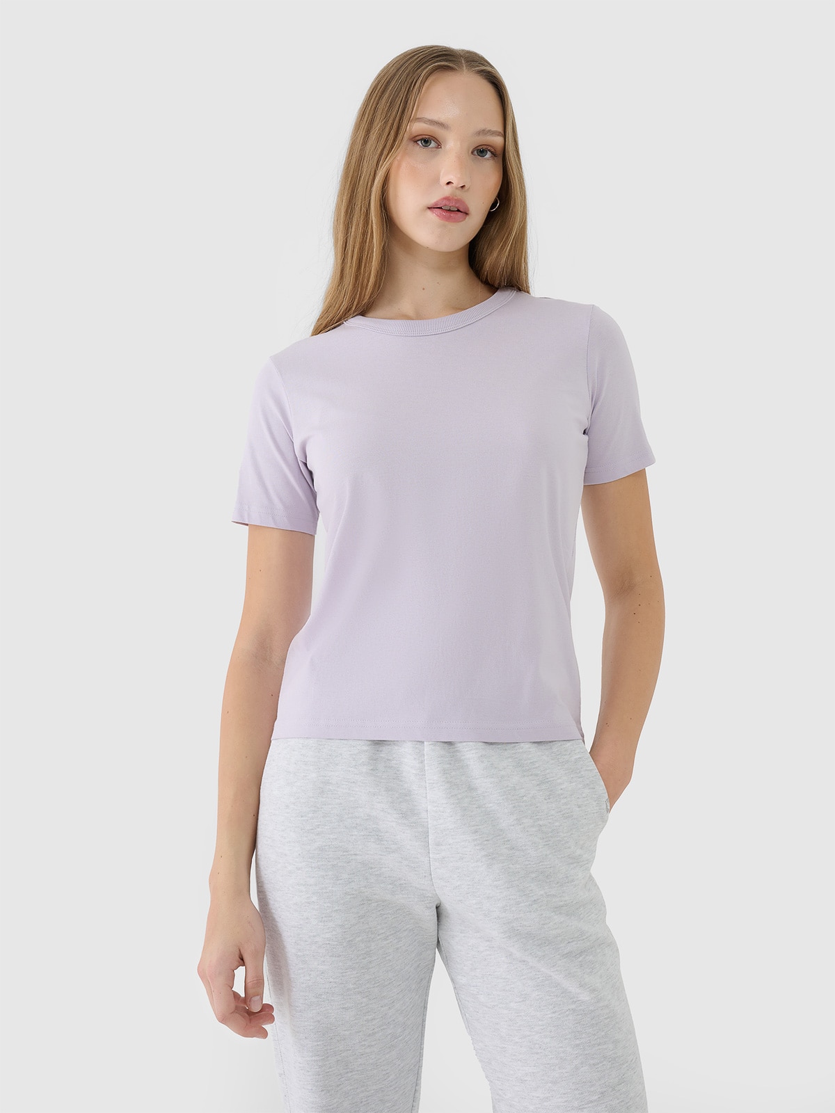 Tricou regular unicolor pentru femei - mov