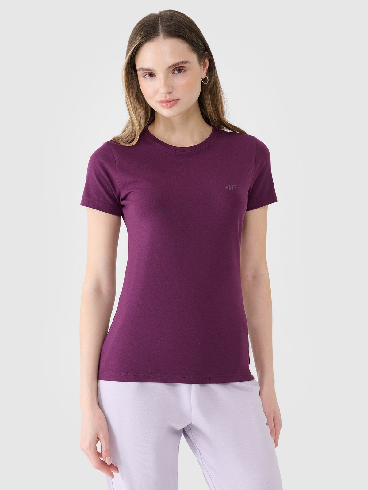 Tricou slim unicolor pentru femei - mov