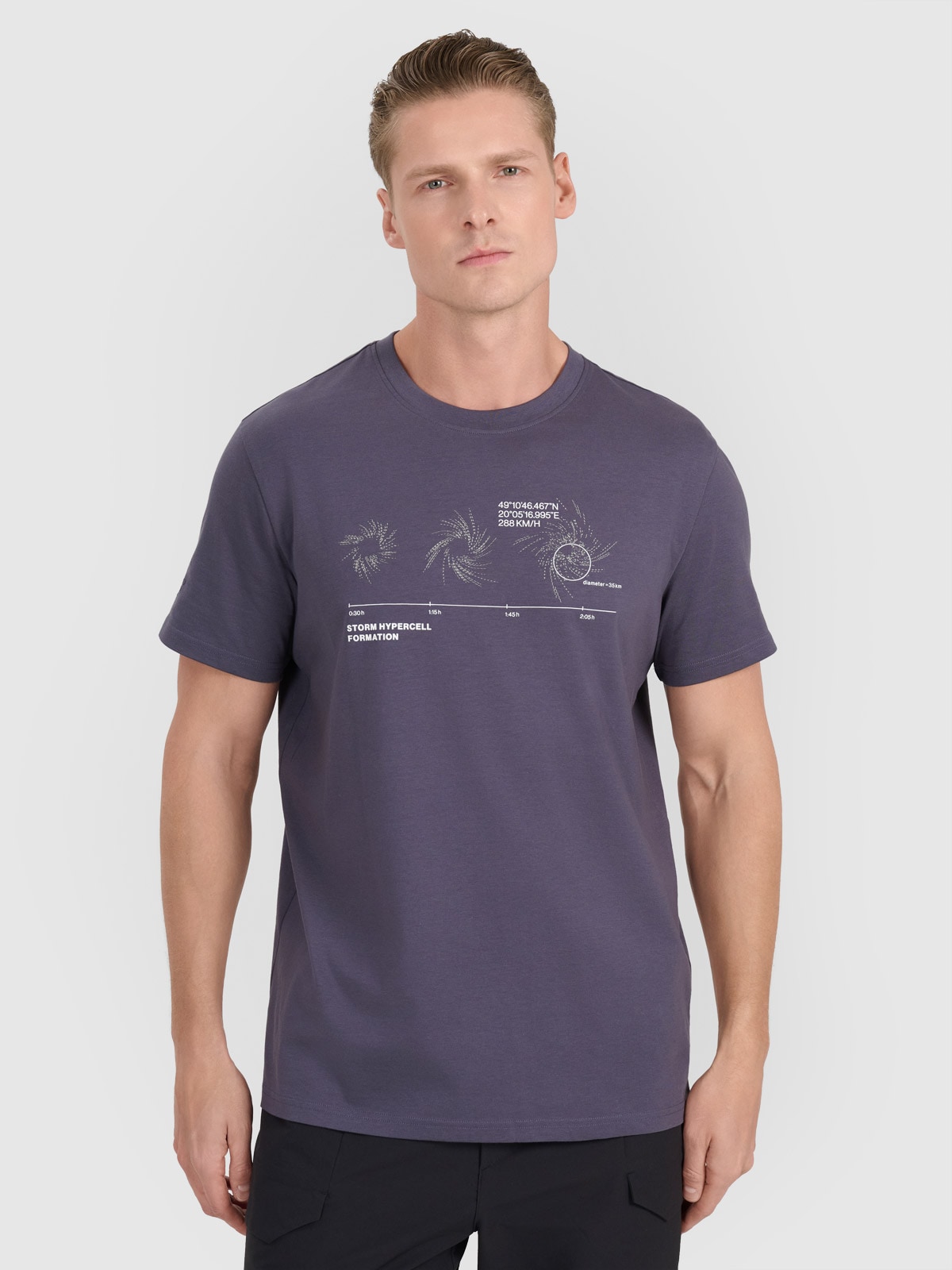 Tricou regular cu imprimeu pentru bărbați - gri