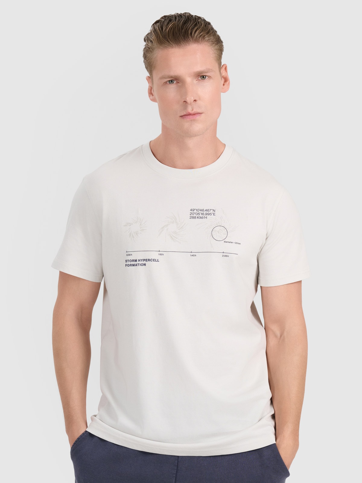 Tricou regular cu imprimeu pentru bărbați - gri