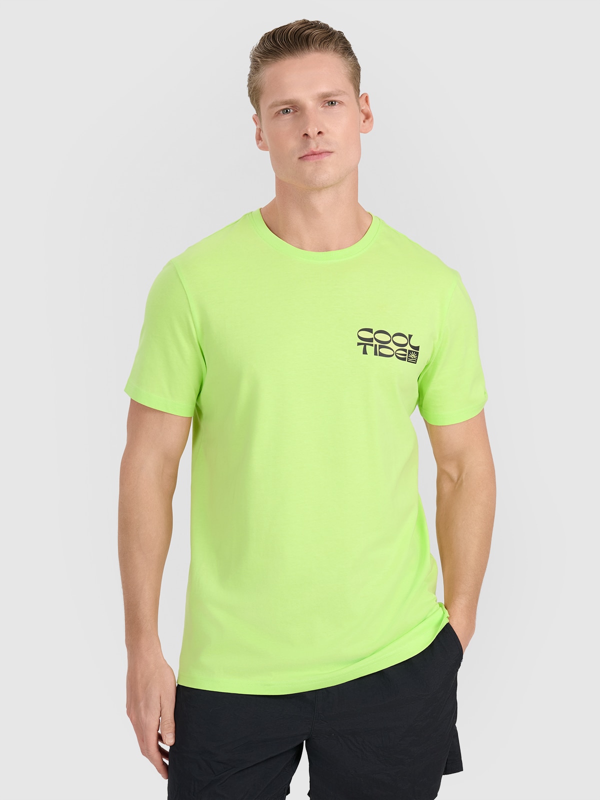 Tricou regular cu imprimeu pentru bărbați - verde