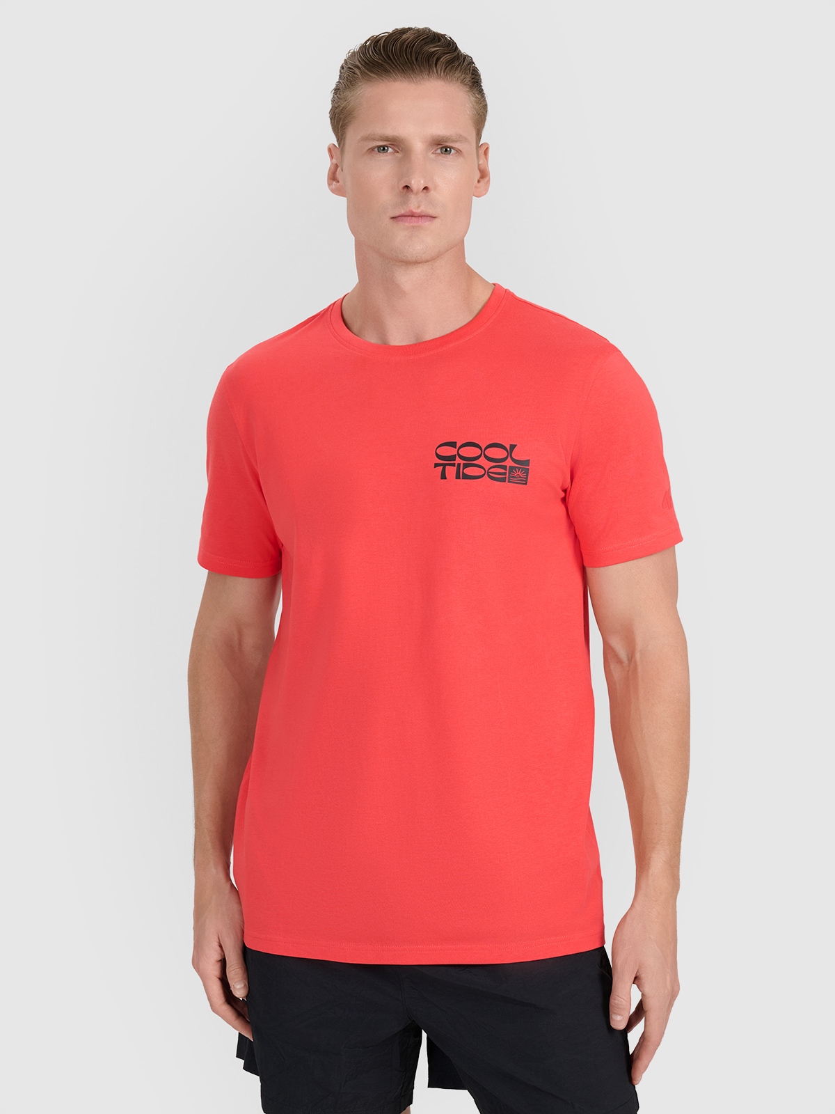 Tricou regular cu imprimeu pentru bărbați - roșu