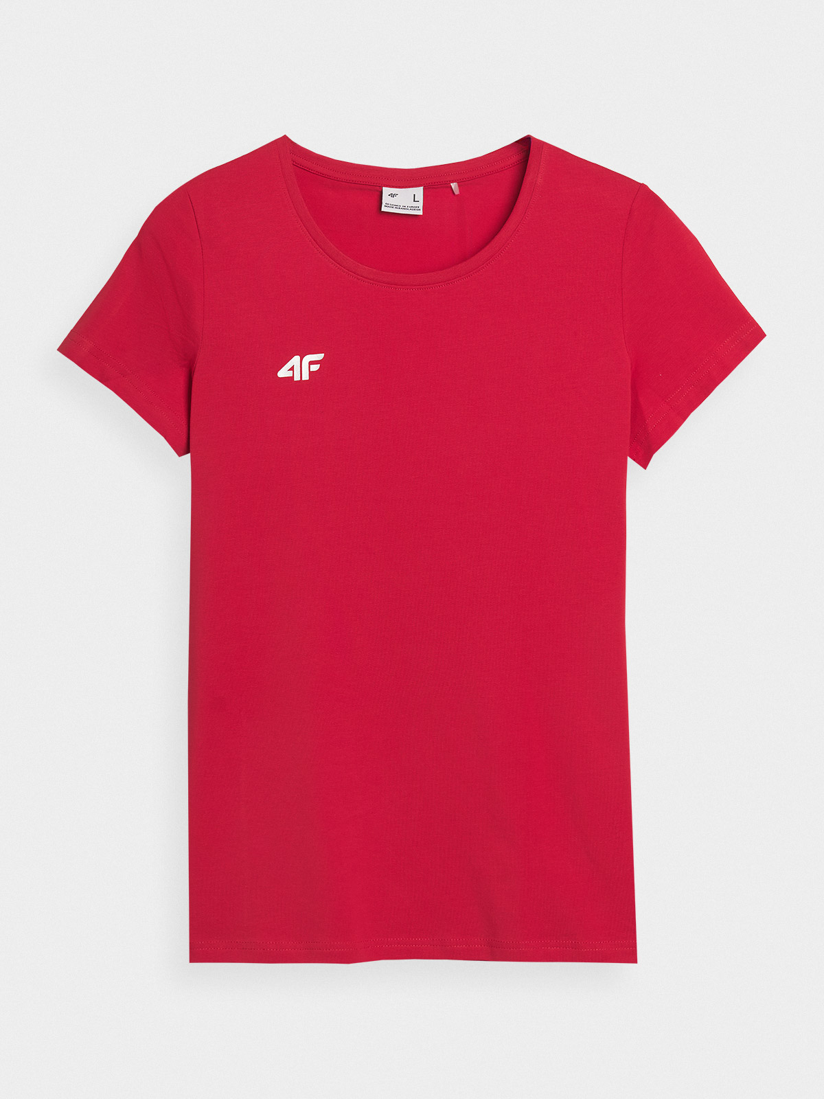 4F T-shirt slim gładki damski - czerwony