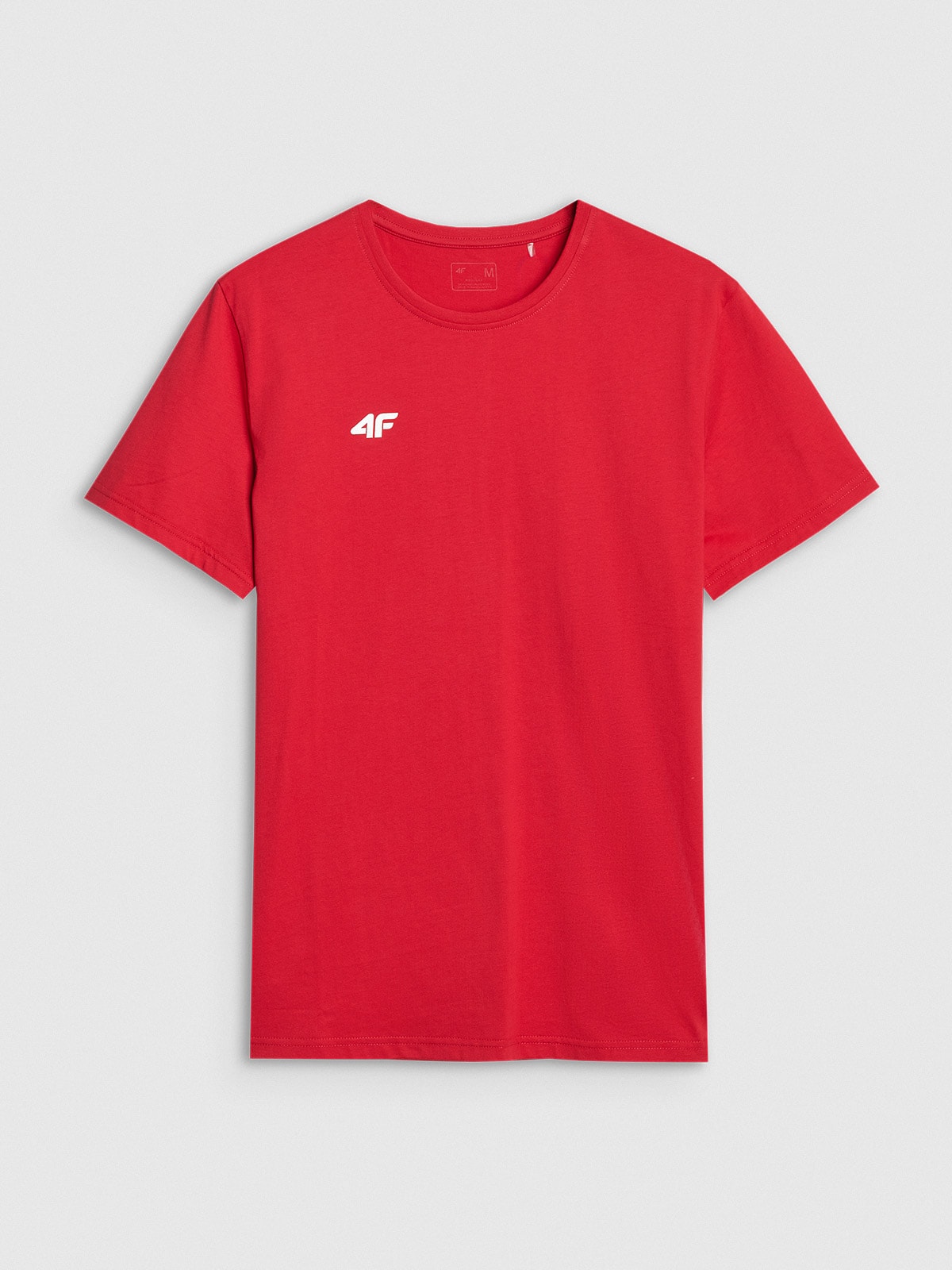 4F T-shirt regular gładki męski - czerwony