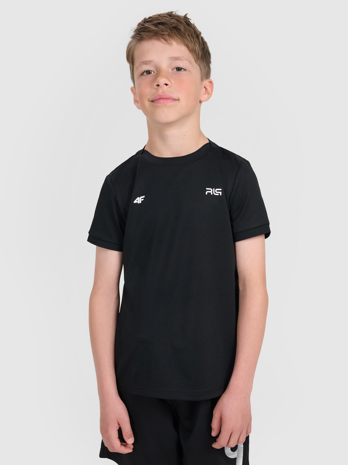 Tricou de sport pentru copii 4F JUNIOR x Robert Lewandowski - negru