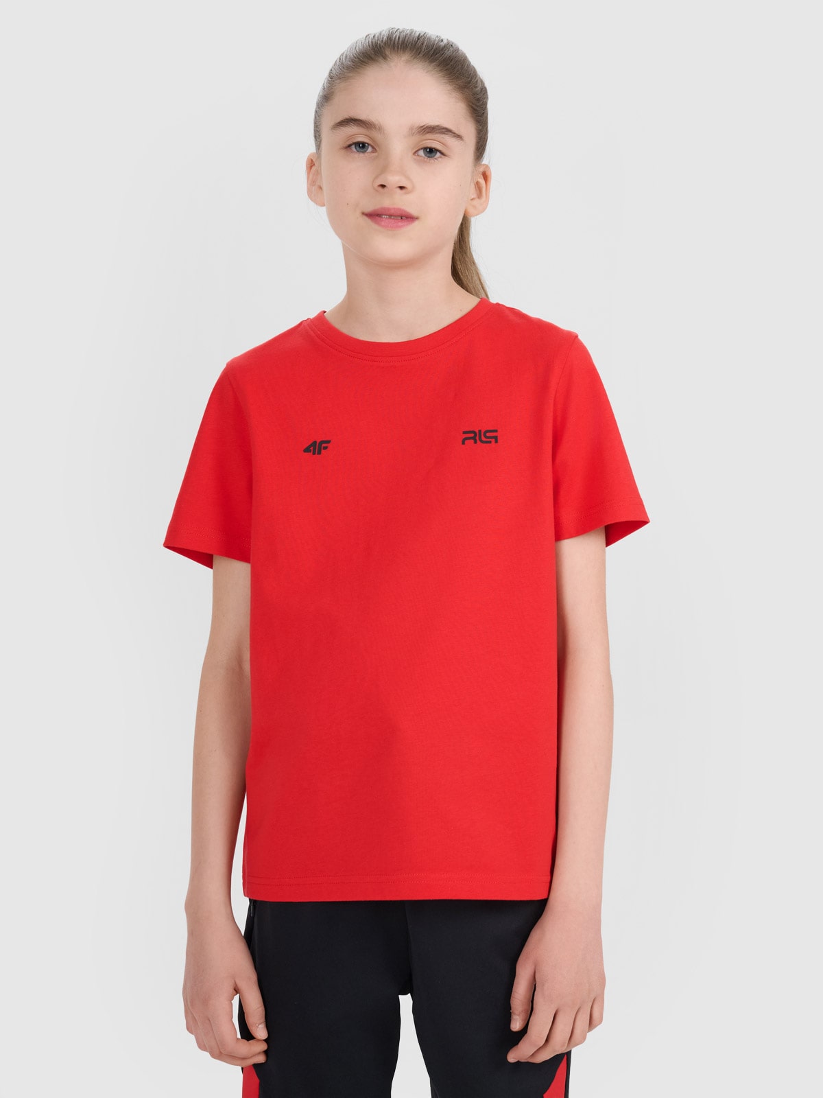 4F T-shirt regular z nadrukiem dziecięcy 4F JUNIOR x Robert Lewandowski - czerwony 134 (8-9