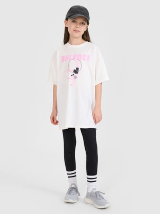 Oversized T-Shirt mit Print für Mädchen - weiß