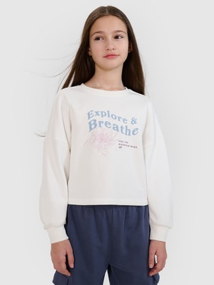 Mädchen Sweatshirt ohne Kapuze - weiß