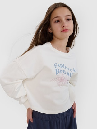 Mädchen Sweatshirt ohne Kapuze - weiß