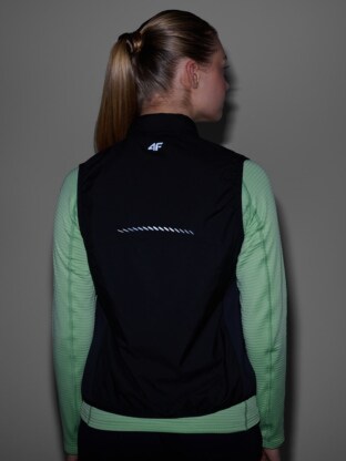 Women's Quilted Running Vest with Stand-Up Collar - Gray