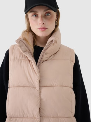 ベスト・ジレ FAY Women Vests MAW1048401LUC3 C602 BEIGE Women's quilted puffer vest with hood - beige | 4F