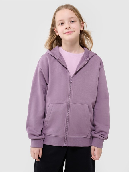 Girl's zip-up sweatshirt with hood - purple | 4F: Sportswear