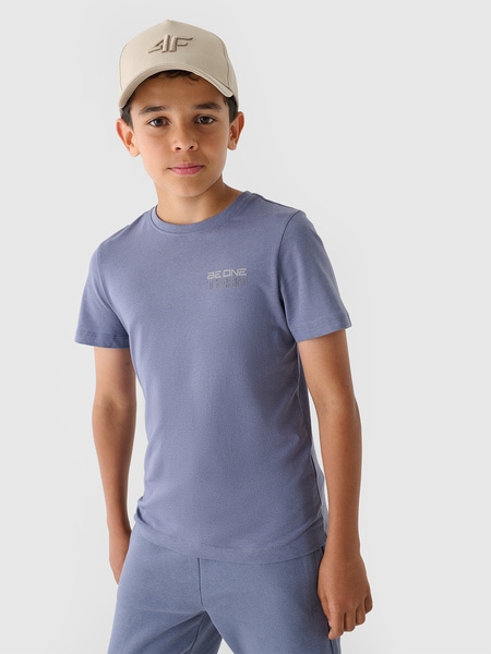 T-shirt regular z nadrukiem chłopięcy - czarny | 4F