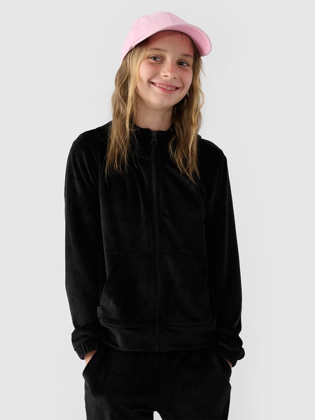 Girl's zip-up hoodie - black | 4F: Sportswear and shoes