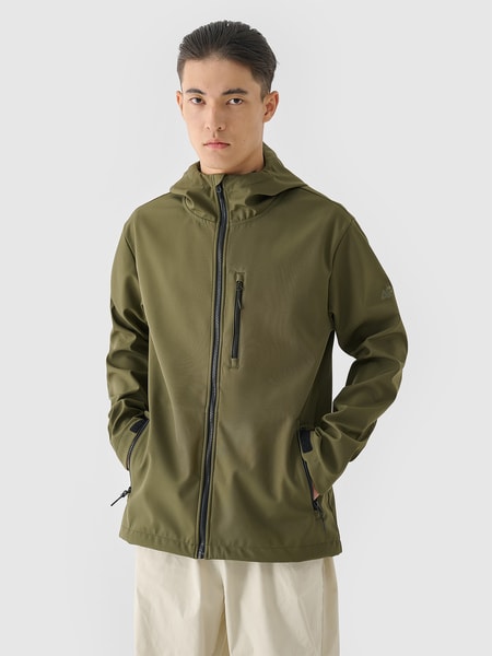Men's windproof softshell jacket 8000 membrane - black | 4F
