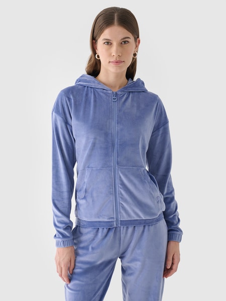 海外限定スパイク販売 hood with sweatshirt velour non-zip Women's - 4F | blue navy トップス
