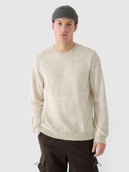 トップス SUNSEA 21AW HOLY CROSS SWEATER SIZE3 Men's oversized sweatshirt without a hood, unzipped - beige