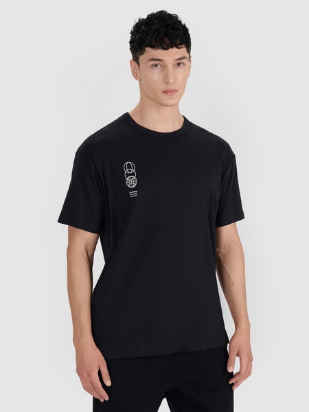 T-shirt oversize gładki męski - czarny | 4F - sportowa