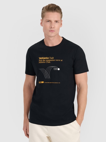 Men's regular T-shirt with print - black | 4F: Sportswear