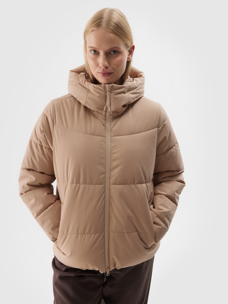 Women's synthetic-filled down jacket - beige | 4F